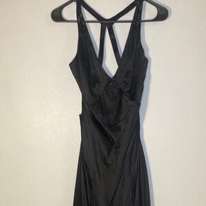 express backless beaded silk long dress